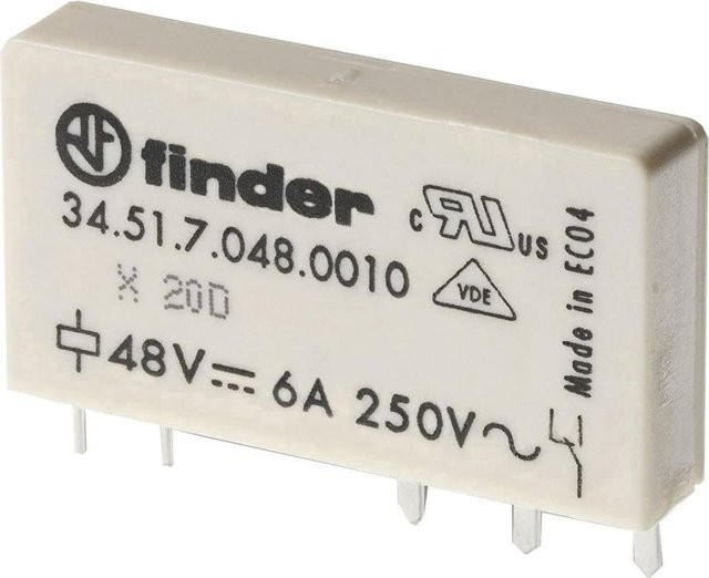 Finder Printrelais 60 V/DC 6 A 1 Wechsler 34.51.7.060.0010 in Weiß - Bild 1