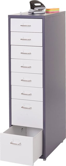 MCW Rollcontainer Preston T851 Schubladenschrank aus Stahl mit 8 Schubladen, Farbe: Dunkelgrau/Weiß, B/T/H: 110 x 41 x 41 cm - Bild 1