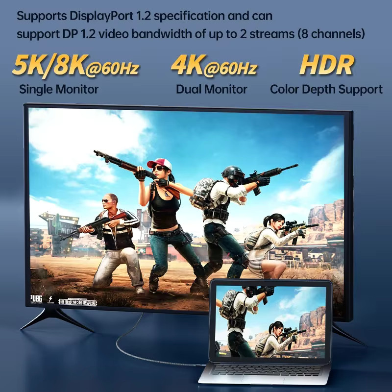 BSN USB4-Kabel in Grau mit 40 Gbit/s Datenübertragung, 240 W Schnellladung und Unterstützung für 8K, 6K sowie Dual 4K Video, kompatibel mit Thunderbolt 3/4, Laptop, Mac Studio und Hub - Bild 6