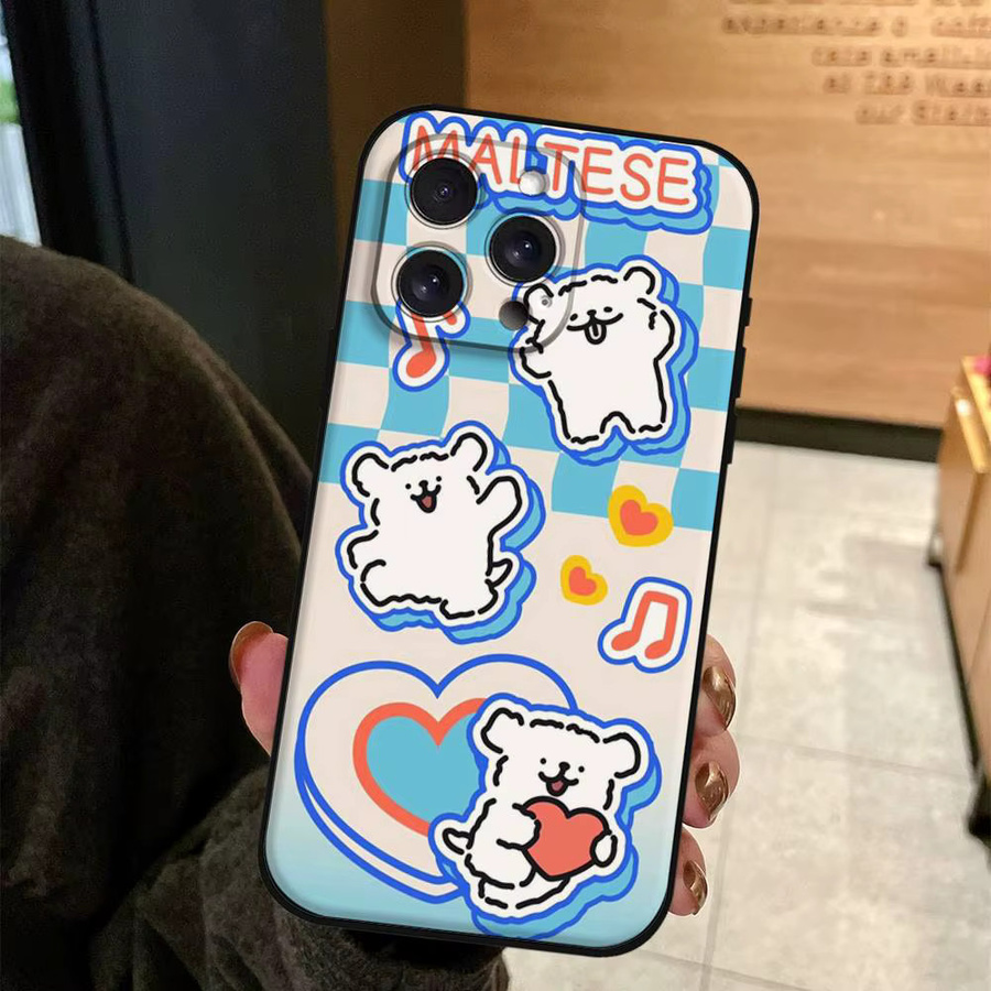 Mesuca Handyhülle mit Cartoon-Malteser Motiv für iPhone 11 bis iPhone 17 Pro Max Plus Mini, TPU-Softcase, Multicolour - Bild 4