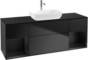 V&B Waschtischunterschrank Finion mit Wandbeleuchtung in Blau lackiert, Breite: 160 cm - Bild 1