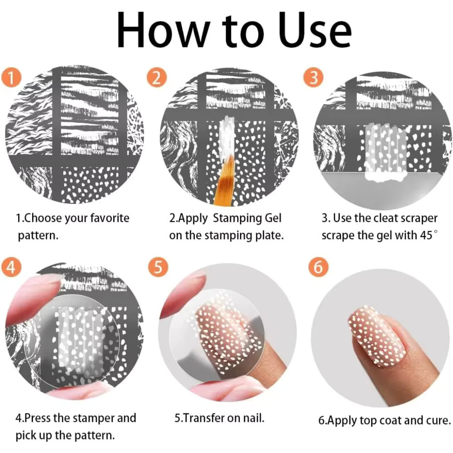 3 Stück Nagelstempelplatten Marmor Textur, Nail Art Schablonen - Bild 3