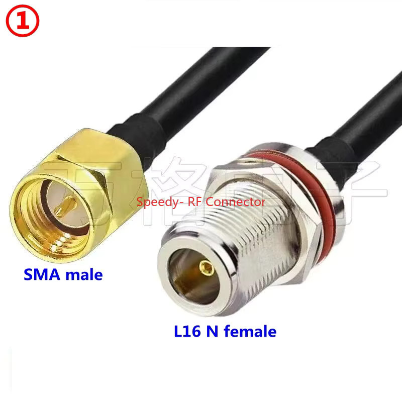 LMR-195 Koaxialkabel Antennenverlängerungsadapter SMA auf N-Typ Buchse mit wasserdichtem Ring, Schwarz - Bild 2