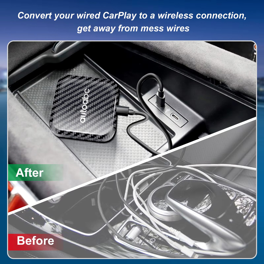 AUTOABC Drahtloser CarPlay und Android Auto AI Box Adapter mit integriertem Play Store, Netflix und YouTube, Farbe: Schwarz, kompatibel mit Toyota, Mazda, Hyundai, Haval, GMC und Ford - Bild 3