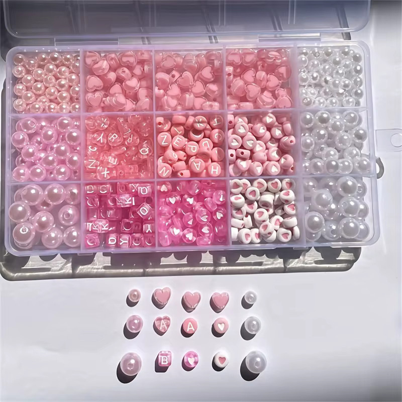 QYWCTZ Schmuckbastelset, 10-teiliges Alphabet-Set, rosa Acrylperlen - Bild 3