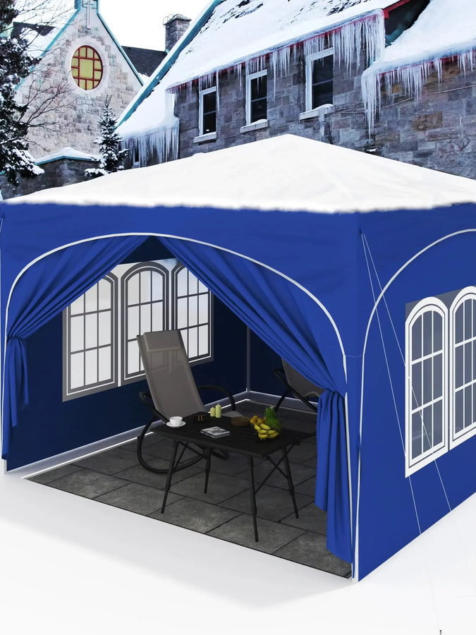 WOLTU Pavillon mit 4 Seitenwänden, zusammenklappbares Partyzelt mit UV-Schutz und Wasserabweisung, B/T: 300 x 300 cm, Höhe: 256 cm - Bild 3