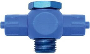 Riegler T-Verschraubung Hohlschraube drehbar blau G 1/4 für Schlauch 8/6 aus POM - Bild 1