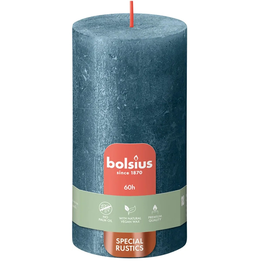 Bolsius Rustik-Kerze Shimmer Winter Edition Blau Ø 6,8 cm x 13 cm - Bild 2