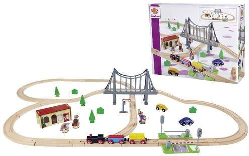 Eichhorn Holz-Bahnset mit Brücke, 55-teilig - Bild 1