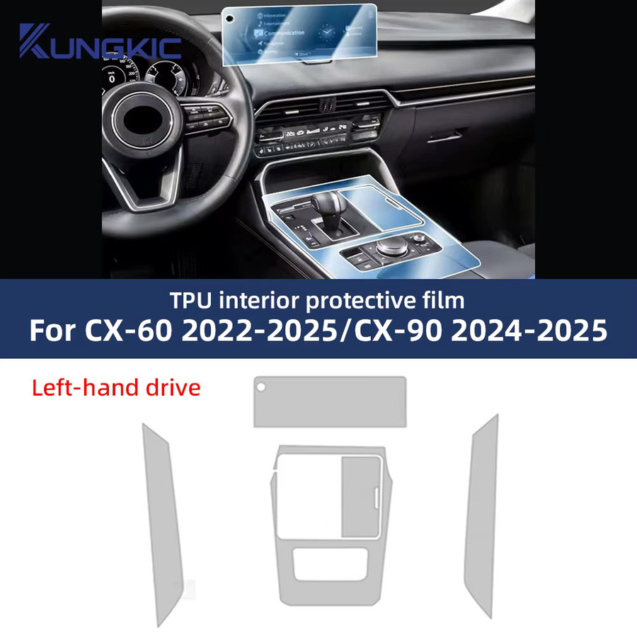 KUNGKIC TPU-Schutzfolie für Mazda CX-60 und CX-90 (2022–2025), Mittelkonsole Autoinnenraum, transparent und kratzfest - Bild 2
