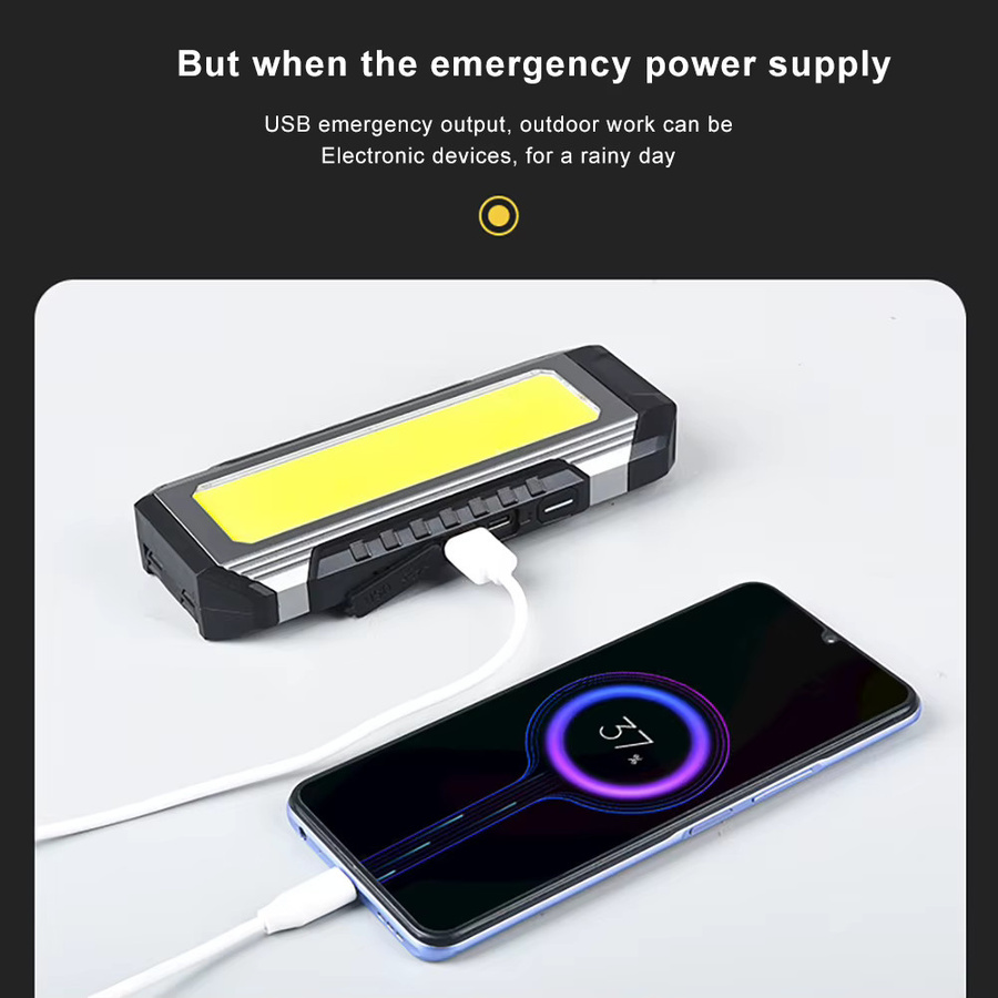 ESMARTER USB-aufladbare Campinglampe mit COB-LED, Magnetische Arbeitsleuchte und Laterne in Schwarz - Bild 4