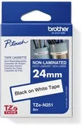 Brother Schriftbandkassette P-touch TZe-N251 Thermalschriftband in Weiß und Schwarz, Breite: 24 mm, Länge: 8 m - Bild 1