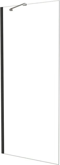 AICA Walk In Duschwand Schwarz mit Stabilisator, Glas 6mm, B: 76 cm, H: 195 cm - Bild 1