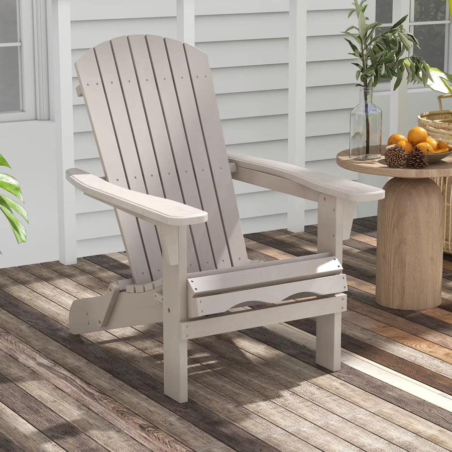 GOFLAME Klappbarer Adirondack-Stuhl aus Holz mit hoher Rückenlehne und breiten Armlehnen für den Außenbereich - Bild 2