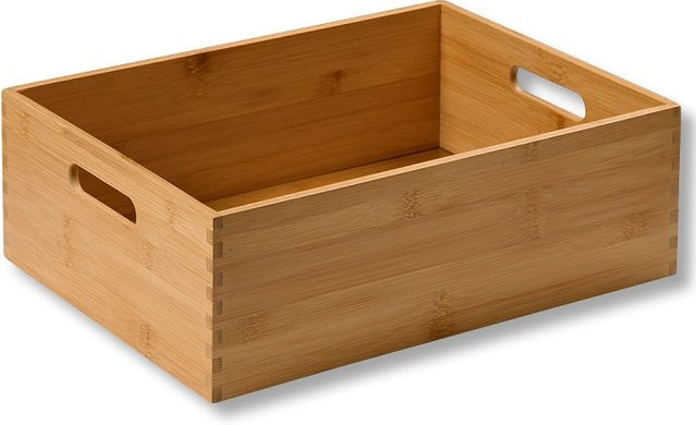 Kesper Aufbewahrungsbox aus Bambus in Braun mit Griffen, stapelbar, B/T/H: 38,5 x 28,5 x 13 cm - Bild 1