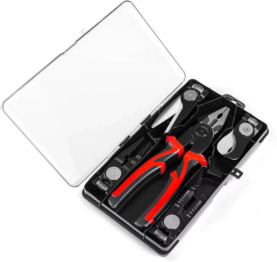 Realmote 5-in-1 Multitool Zangen-Set mit Schnellwechsel-Köpfen, Drahtschneider, Schere, Kabelschneider, Abisolierzange und Crimpzange - Bild 4