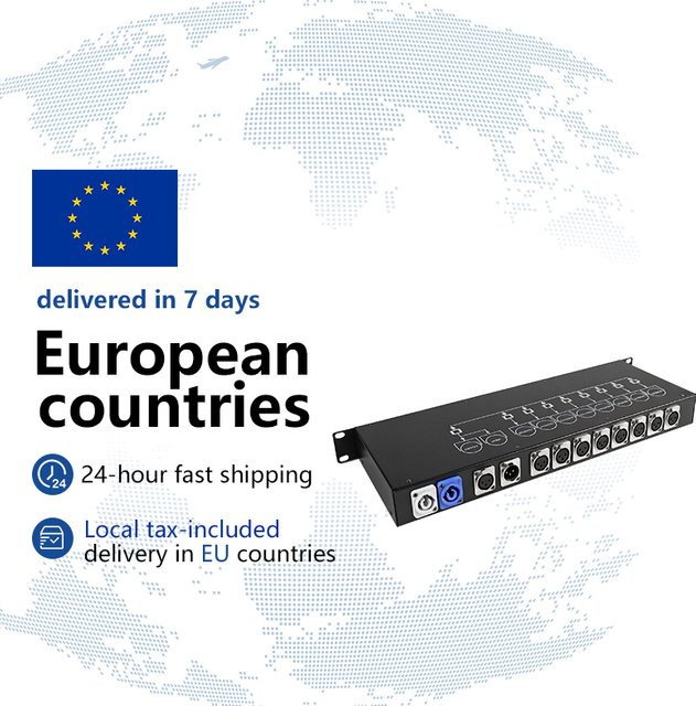 8 Kanal DMX 512 Signal Splitter in Schwarz für Bühnenbeleuchtung und DJ-Equipment - Bild 1