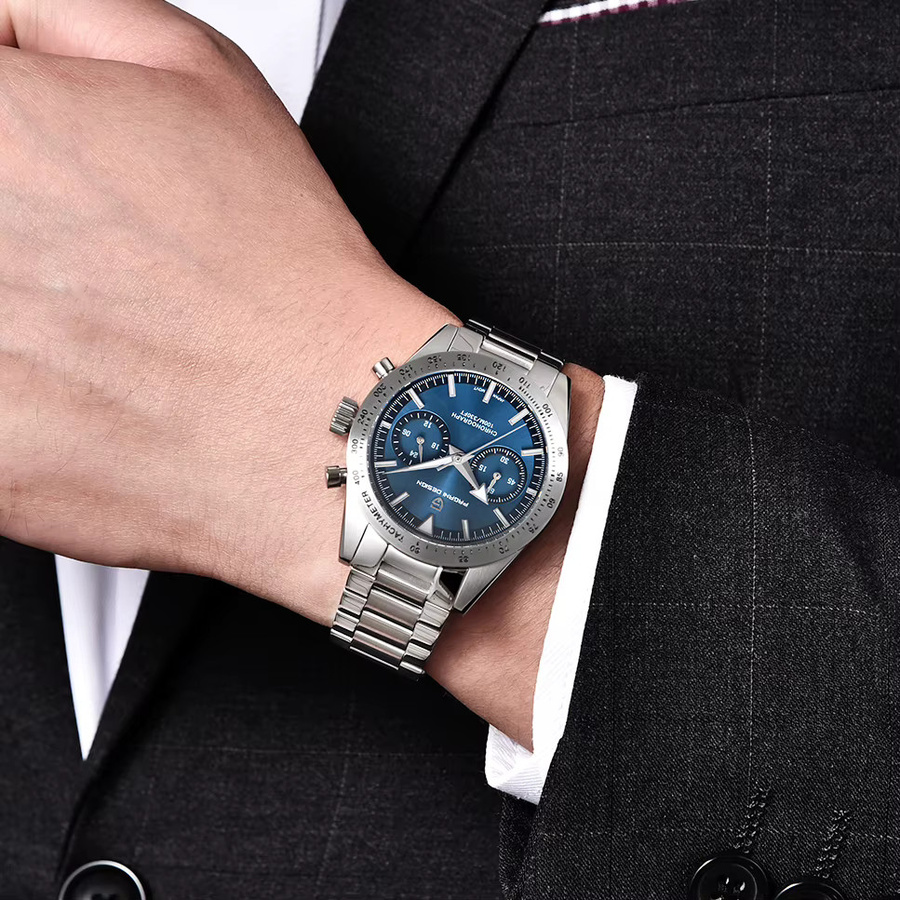 PAGANI DESIGN Chronograph, Quarz, Edelstahl, Blau, Saphirglas, Herren - Bild 2