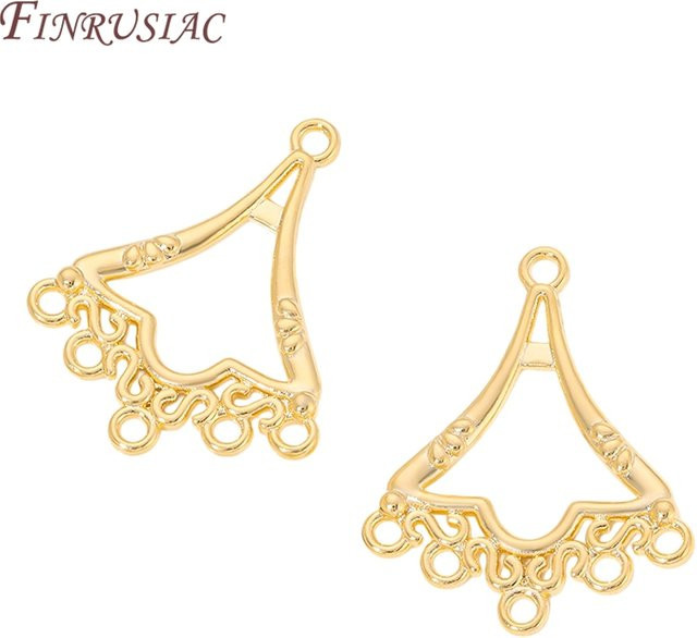 FINRUSIAC Ohrringverbinder, Messing, 18K vergoldet, Gold, Vintage, Dreieck-Filigran-Motiv - Bild 1