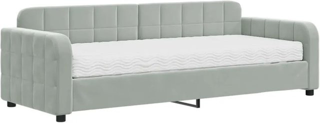 vidaXL Tagesbett mit Matratze Hellgrau aus Samt, B/T/H: 80 x 200 cm - Bild 1