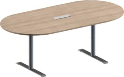 Schäfer Shop Genius Konferenztisch MODENA FLEX, oval, Eiche-Dekor/weißalu, B: 200 cm, T: 100 cm, H: 65-85 cm
