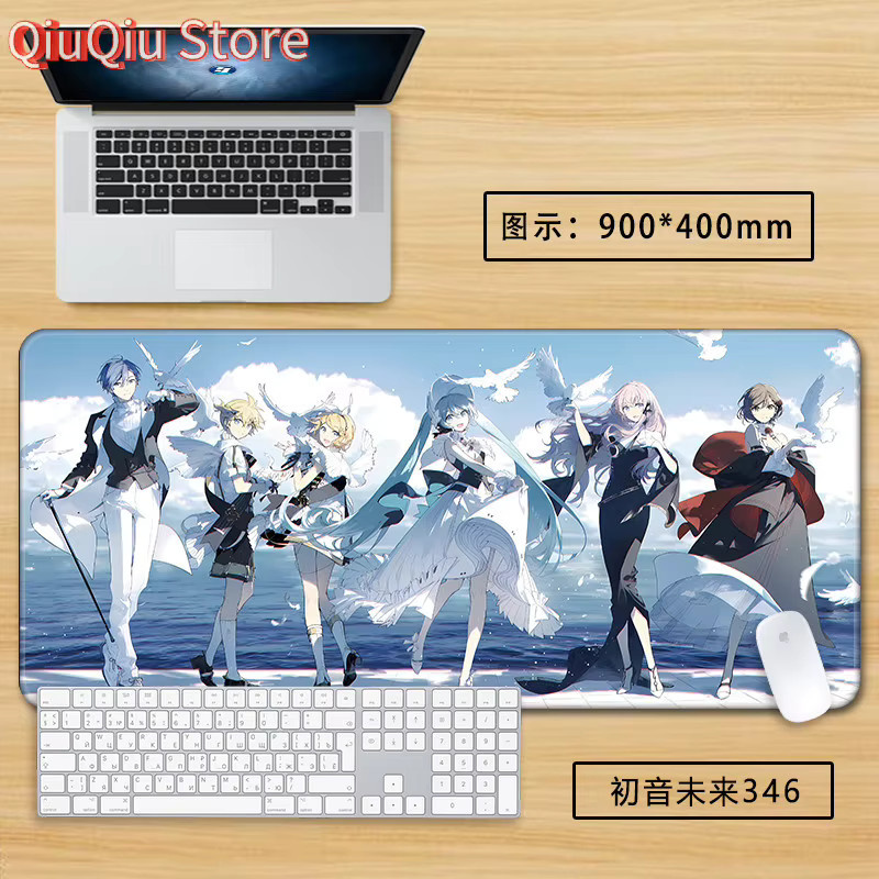Bandai Mauspad mit Hatsune Miku und Meiko Kagamine Design in Multicolour als große Schreibtischunterlage für Computer und Tastatur - Bild 2