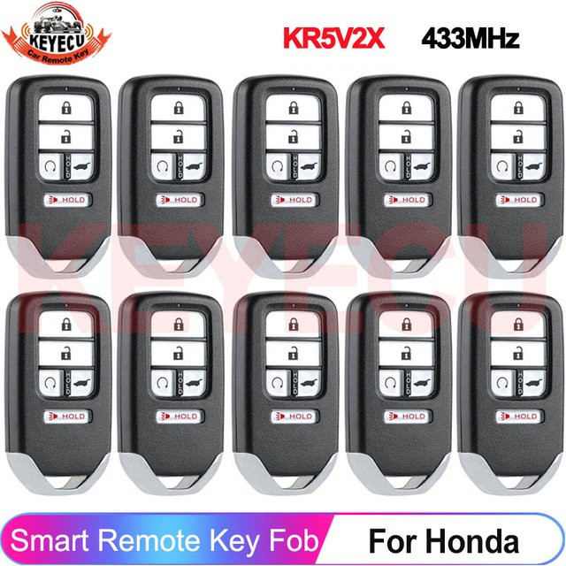 Honda Smart Remote Schlüsselanhänger mit 5 Tasten und ID47 Chip für Pilot, CR-V und Civic, 433 MHz, Schwarz - Bild 1