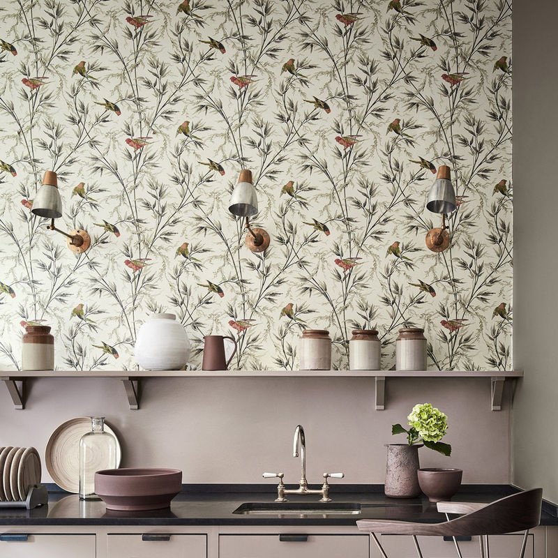 Little Greene Tapete Great Ormond Street Signature in Weiss Grau Multicolour mit floralem Vintage-Muster und botanischen Elementen aus Vlies - Bild 3
