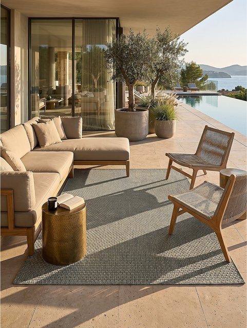 Flachgewebe-Teppich Kadima Design aus Polypropylen in Grün und Grau, B: 200 cm, T: 290 cm - Bild 1
