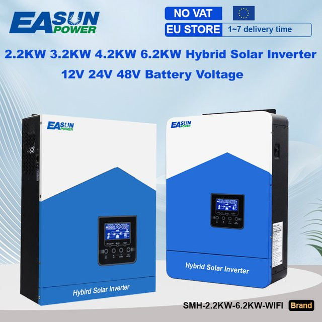 Easun Hybrid Wechselrichter für Solarenergie mit MPPT und Rein sinus, 6.2 kW, Blau - Bild 1