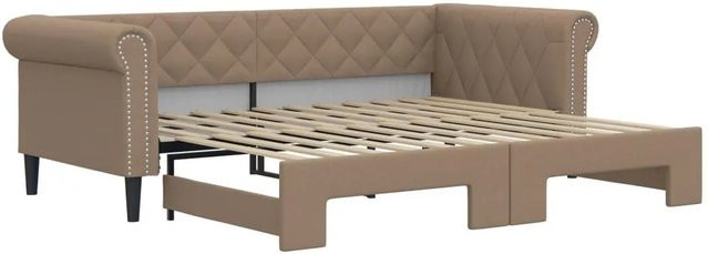 vidaXL Ausziehbares Tagesbett in Cappuccino mit Kunstleder-Bezug, B/T/H: 90 x 200 x 68 cm - Bild 1