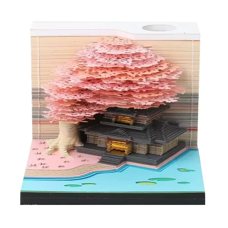 3D Baumhaus Kalender Papier Skulptur als Memo Pad und Desktop Ornament in Multicolour - Bild 3