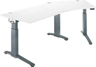 Schäfer Shop Genius ERGOSTYLE S Schreibtisch, elektrisch höhenverstellbar, C-Fuß, weiß/anthrazit, B: 216,5 cm, T: 80 cm, H: 71,5-118,2 cm - Bild 1