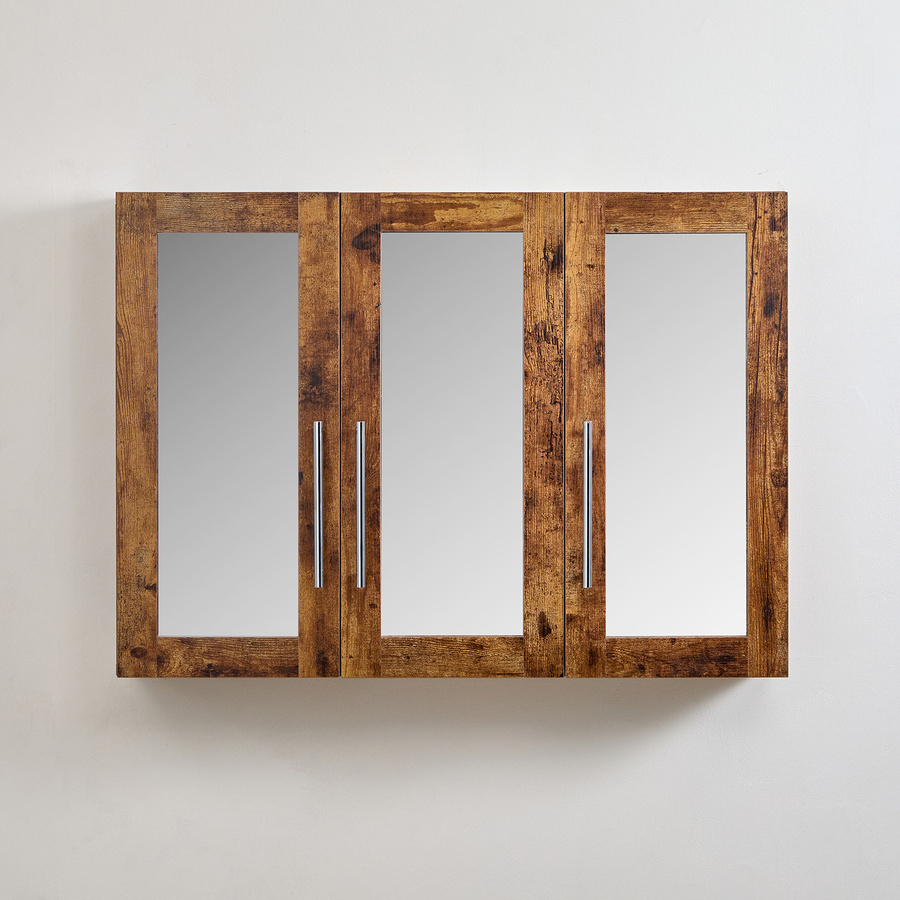 Spiegelschrank Hudson Reed in Eiche Braun mit Soft-Close-Türen und Spiegel, B: 90,0 cm, H: 65,0 cm - Bild 1