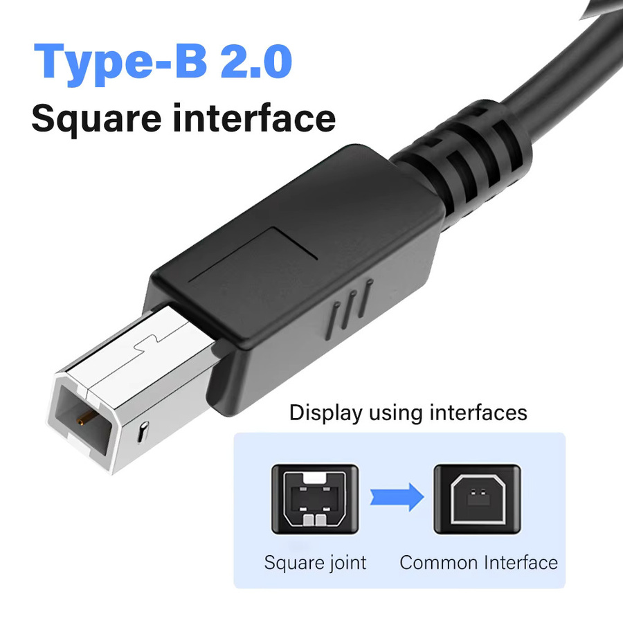 Nephy USB-C auf USB Typ B 2.0 Kabel in Schwarz für Canon Epson HP und ZJiang Etikettendrucker sowie Scanner - Bild 4