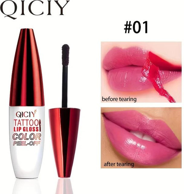QICY Tattoo Lipgloss Peel-Off Lippenstift, Glänzend, #01 - Bild 1