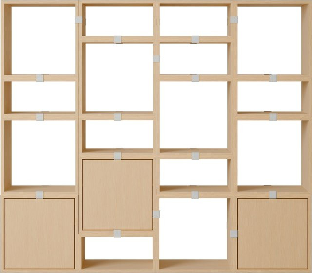 Muuto Stacked Storage Bookcase Konfiguration 4 in Beige mit Rückwand, B/T/H: 153 x 35 x 175 cm - Bild 1