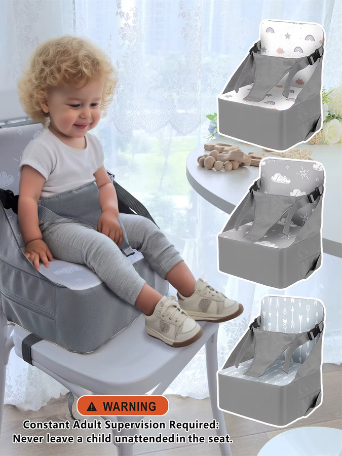 Sitzerhöhungssitzkissen für Kleinkinder und Babys in Grau für Esstisch und Küchenstuhl - Bild 5