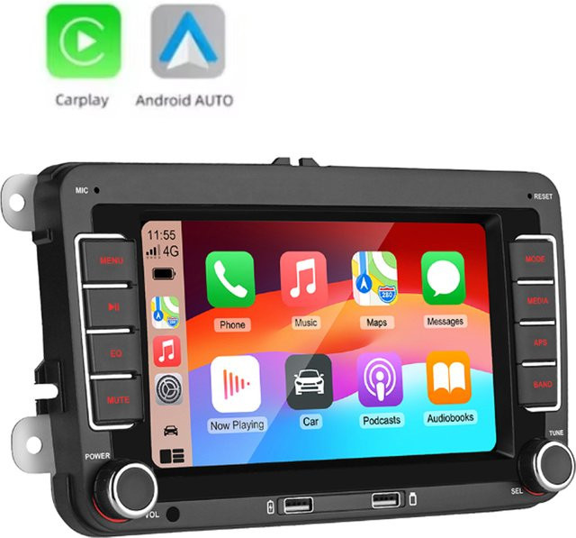 ANYFAR 7-Zoll Autoradio für VW mit Touchscreen, Bluetooth, USB und Android Auto sowie CarPlay in Schwarz - Bild 1