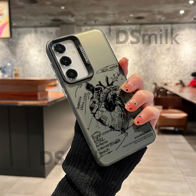 Roboter Herz Handyhülle für Samsung Galaxy S25 S24 S23 S22 S21 S20 FE Ultra Plus mit Laser Design aus Hart PC und TPU in Grau - Bild 1