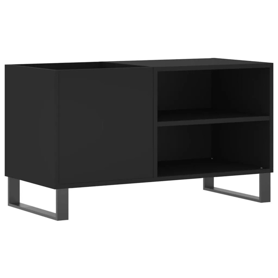vidaXL Plattenschrank Schwarz in Matt aus Holzwerkstoff und Eisen, B/T/H: 85 x 38 x 48 cm - Bild 2