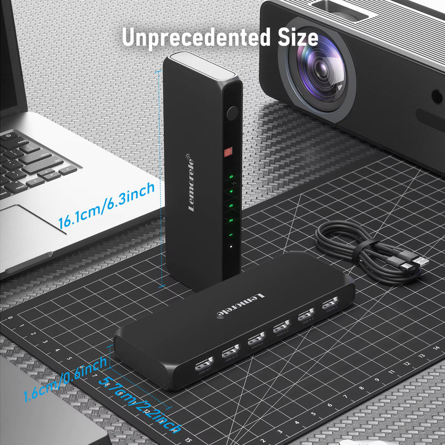 LEMORELE HDMI Switcher 5 In 1 Out Distributor Konverter 4K @ 30Hz Bidirektional in Schwarz - Bild 2
