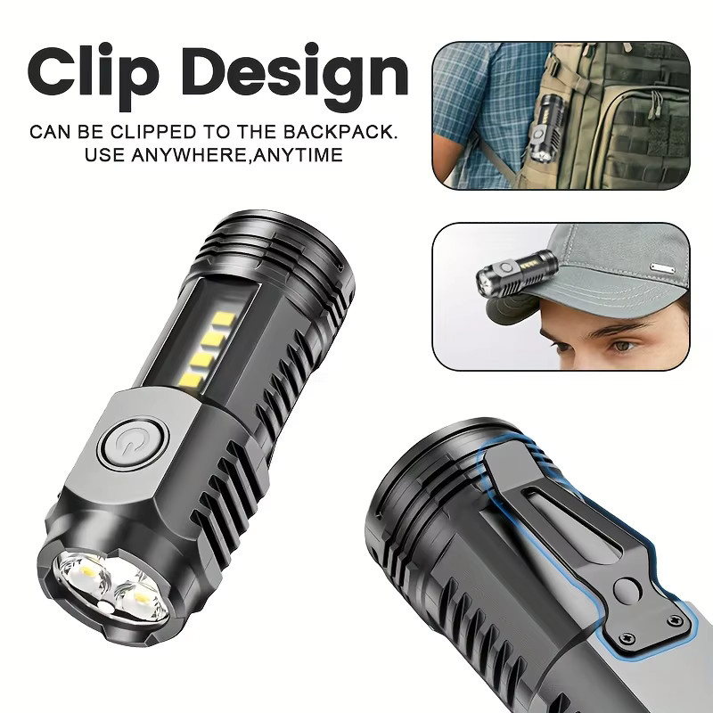 NEWBIRTH LED-Taschenlampe mit wiederaufladbarem Akku und Stiftclip in Schwarz - Bild 4