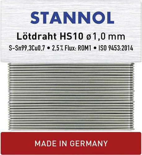 Stannol HS10 Lötzinn bleifrei Sn99,3Cu0,7 ROM1 silber 30g 1mm - Bild 1