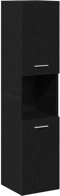 vidaXL Badezimmerschrank in Schwarz und Eichen-Optik mit Tür und Regalfächern, B/T/H: 30 x 30 x 130 cm - Bild 1