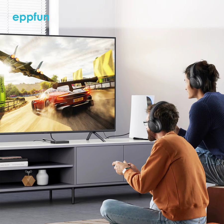 Eppfun LE Audio Auracast Bluetooth 5.4 Over-Ear-Kopfhörer mit Mikrofon in Schwarz mit Aptx Lossless und geringer Latenz für TV - Bild 2