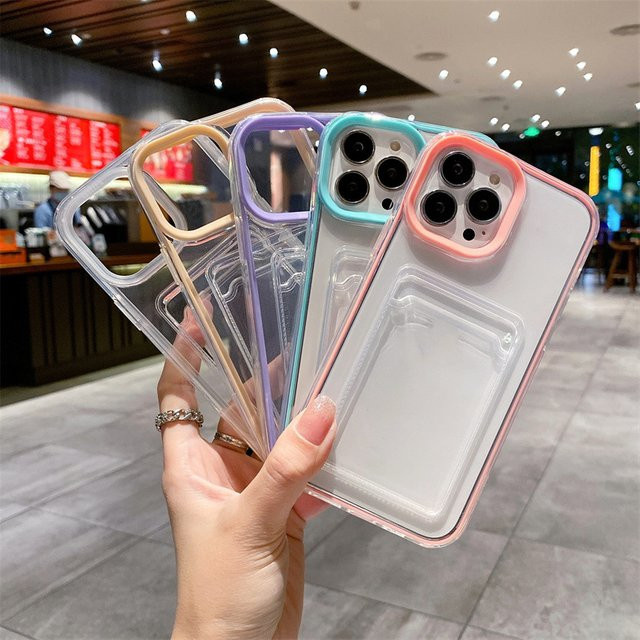 MUQGEW 3-in-1 Transparente iPhone Schutzhülle mit Kartensteckplatz und Stoßfestem Design für iPhone 16 15 14 13 12 11 Pro Max XR Plus - Bild 1