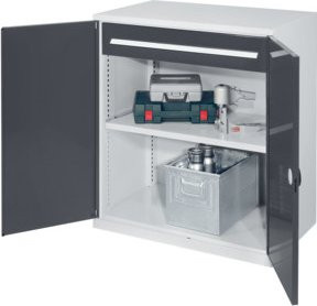 Kappes Schwerlastbeistellschrank Mod. 66 in Grau mit Doppelwandtüren, Schublade und Fachboden aus Stahl - Bild 1