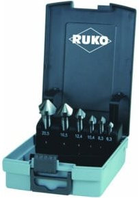 RUKO Kegelsenkersatz DIN335 C 90 Grad 6,3-20,5 mm mit Hartmetallspitze in Silber, 6-teilige Kufe-Kassette - Bild 1