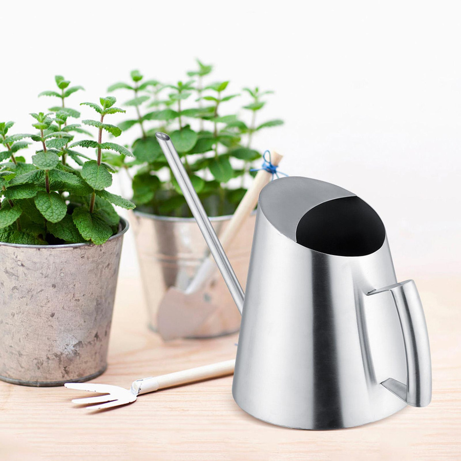 TOMTOP JMS Edelstahl Gießkanne in Silber mit langem Auslauf für Garten und Pflanzen, 1,5 l - Bild 2